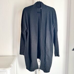 Caslon Open Front Long Shawl Cardigan Sweater Ribbed Sleeve, Drop Shoulder, L